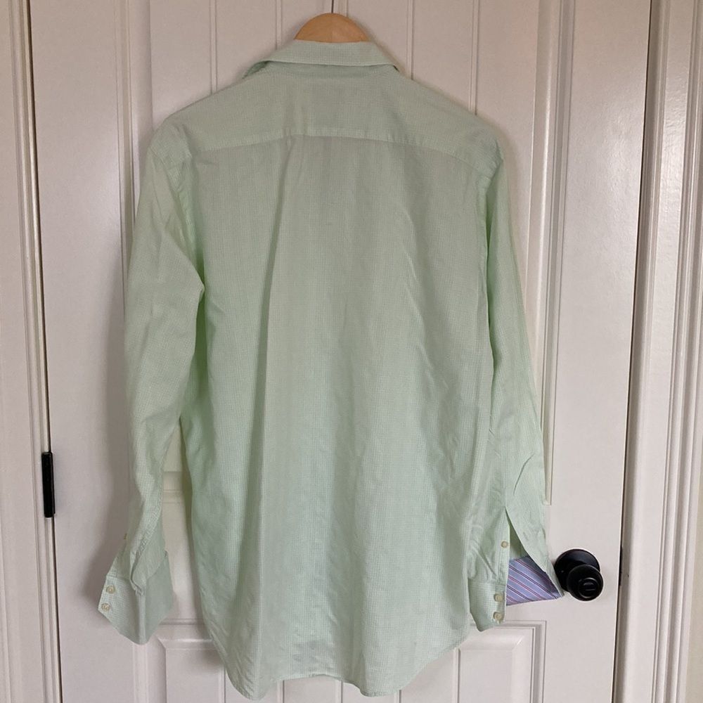 Thomas Dean Men's Long Sleeve Button Front in‎ Celery Green White Size Large - Picture 8 of 9